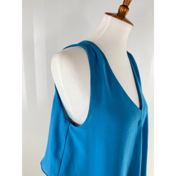 EAM Blue V Neck Sheer Top - Picture 7 of 10